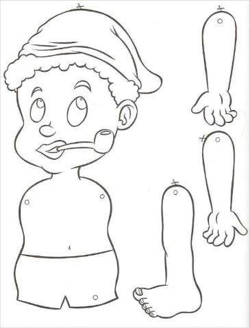 Desenho de Saci-Pererê para imprimir