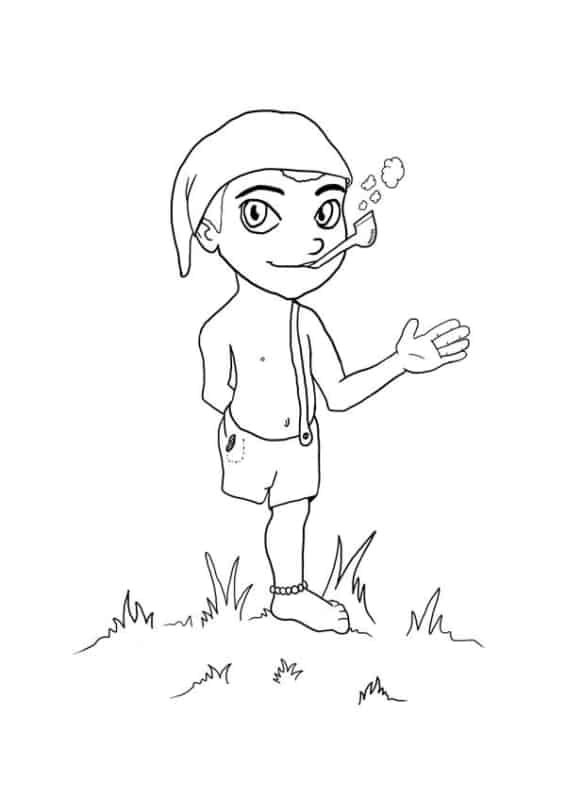 Desenho de Saci-Pererê para imprimir