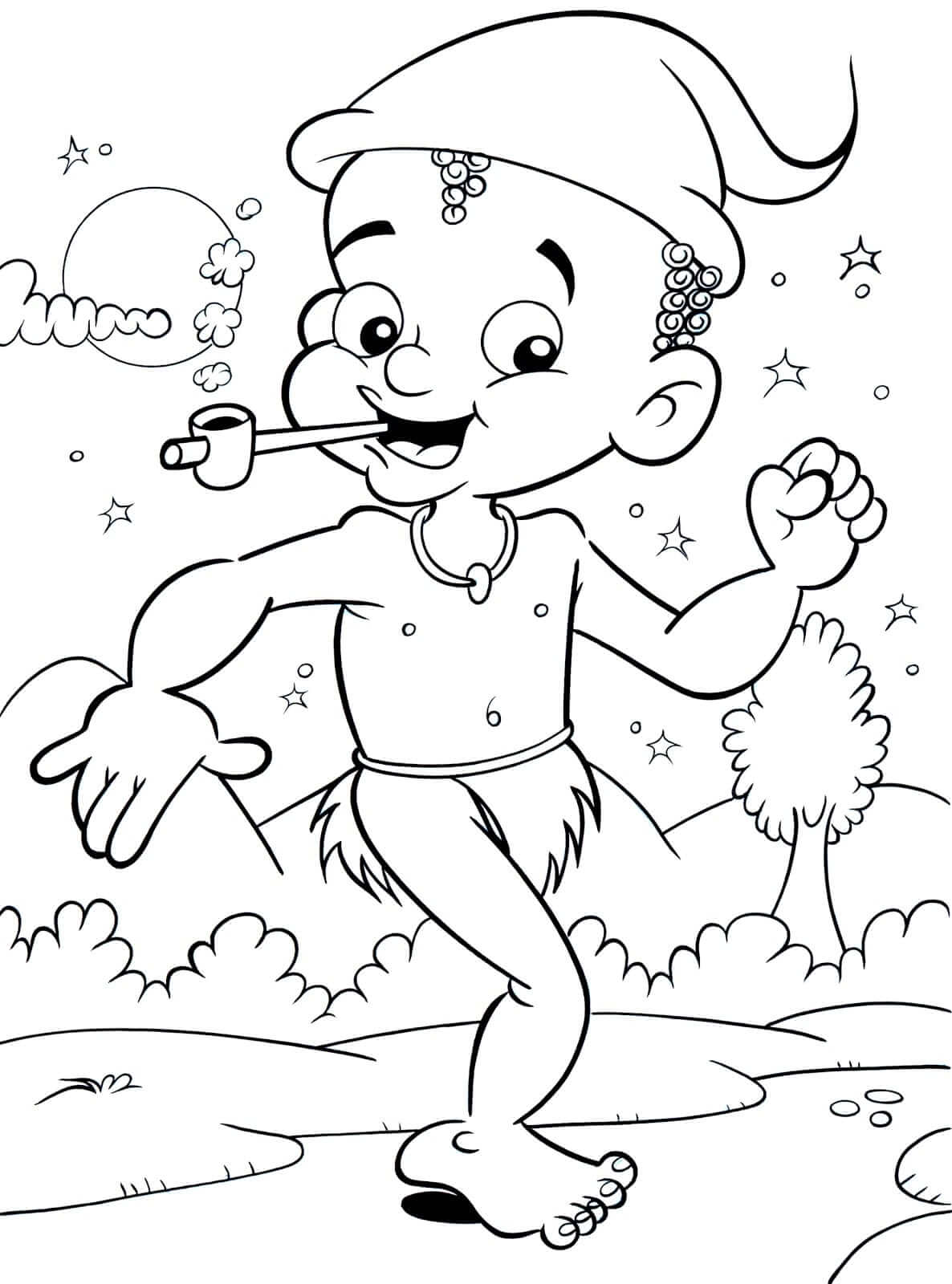 Desenho de Saci-Pererê para imprimir