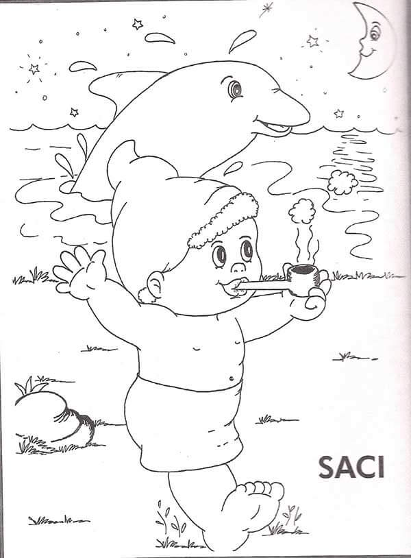 Desenho de Saci-Pererê para imprimir