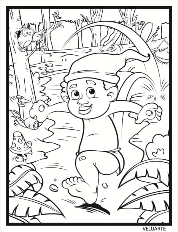 Desenho de Saci-Pererê para imprimir