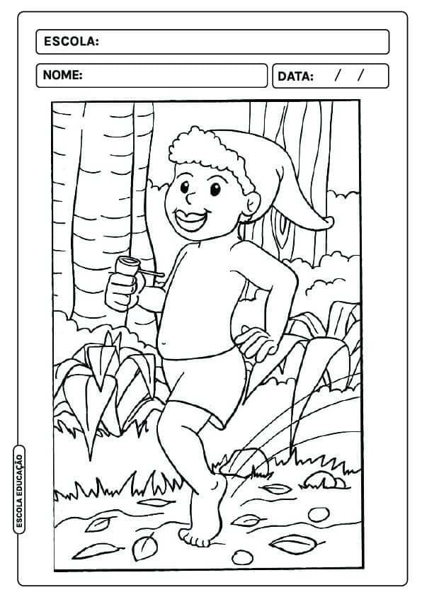 Desenho de Saci-Pererê para imprimir