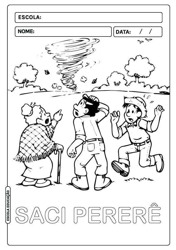 Desenho de Saci-Pererê para imprimir