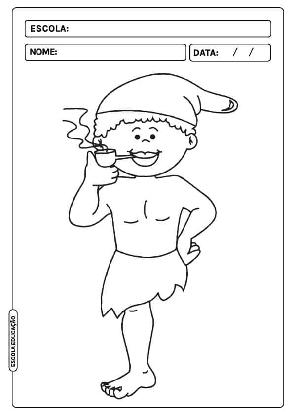 Desenho de Saci-Pererê para imprimir