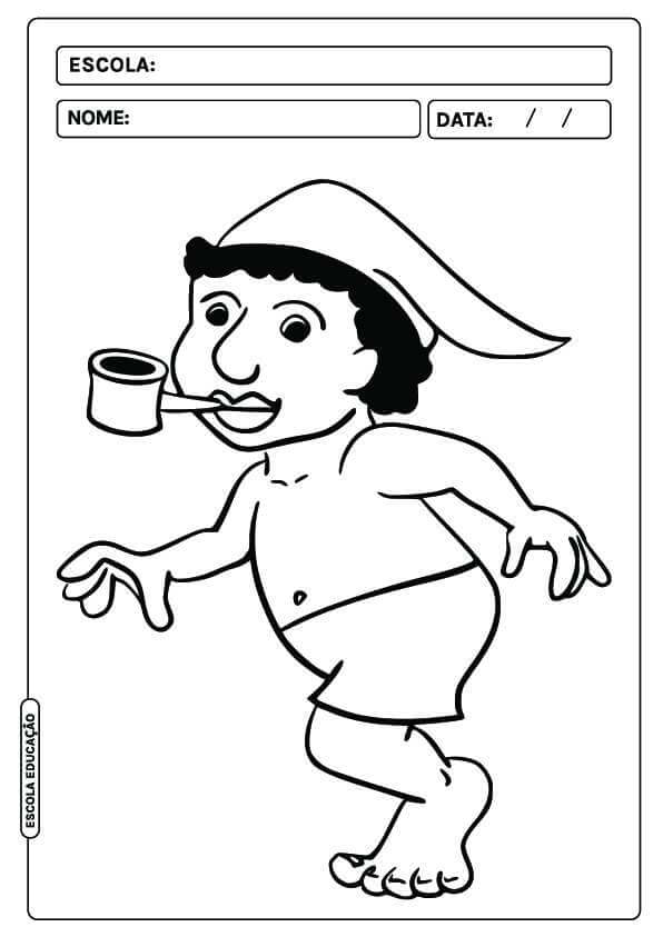 Desenho de Saci-Pererê para imprimir