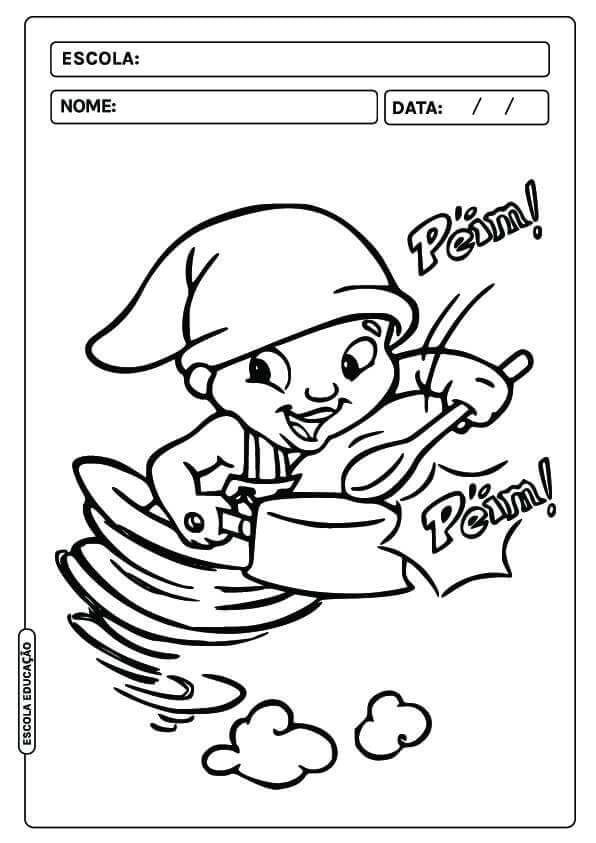 Desenho de Saci-Pererê para imprimir