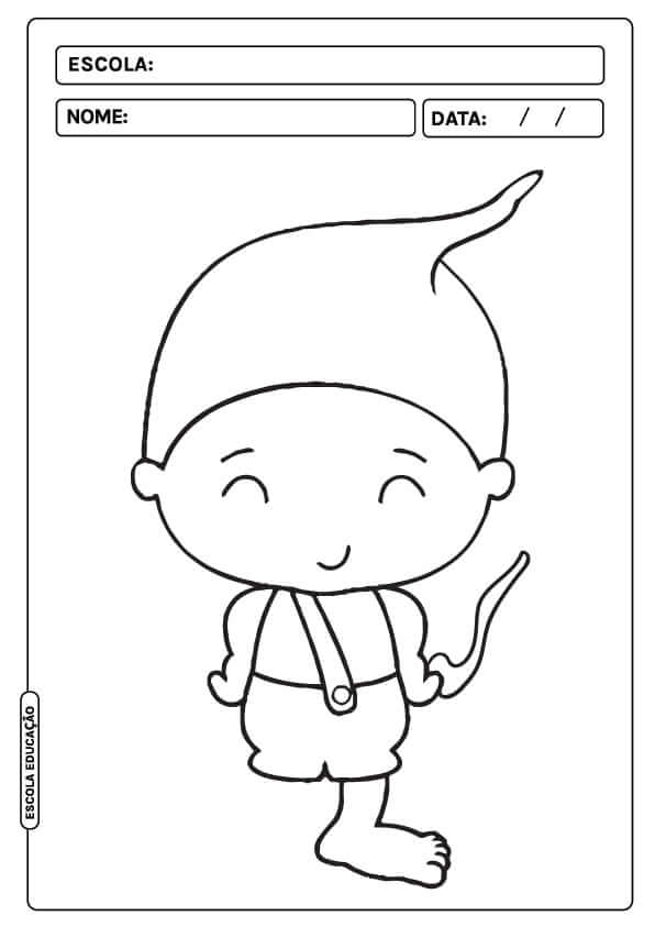 Desenho de Saci-Pererê para imprimir