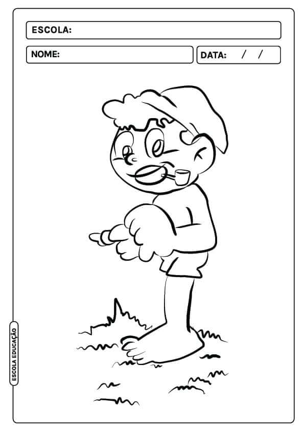 Desenho de Saci-Pererê para imprimir