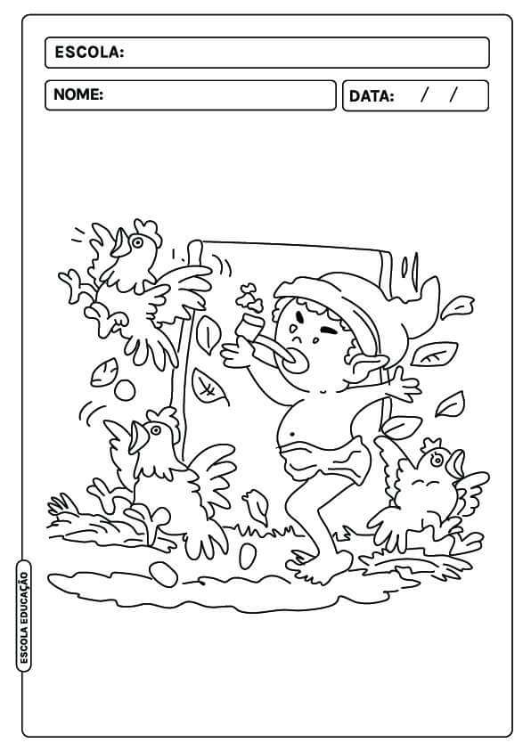 Desenho de Saci-Pererê para imprimir