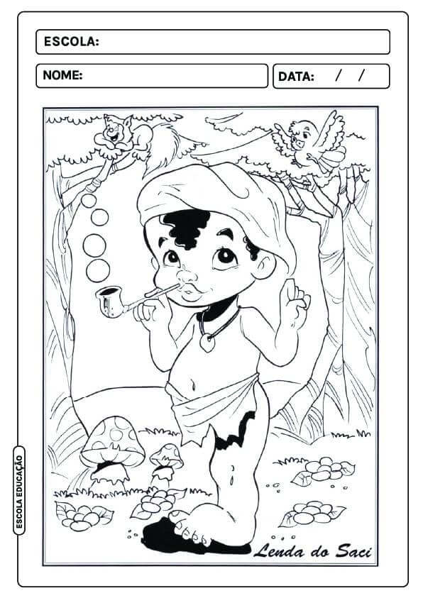 Desenho de Saci-Pererê para imprimir
