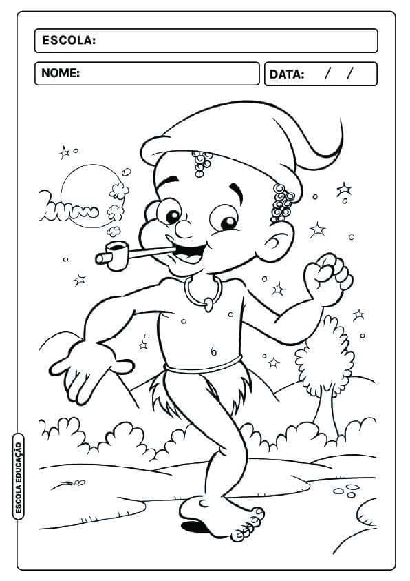 Desenho de Saci-Pererê para imprimir