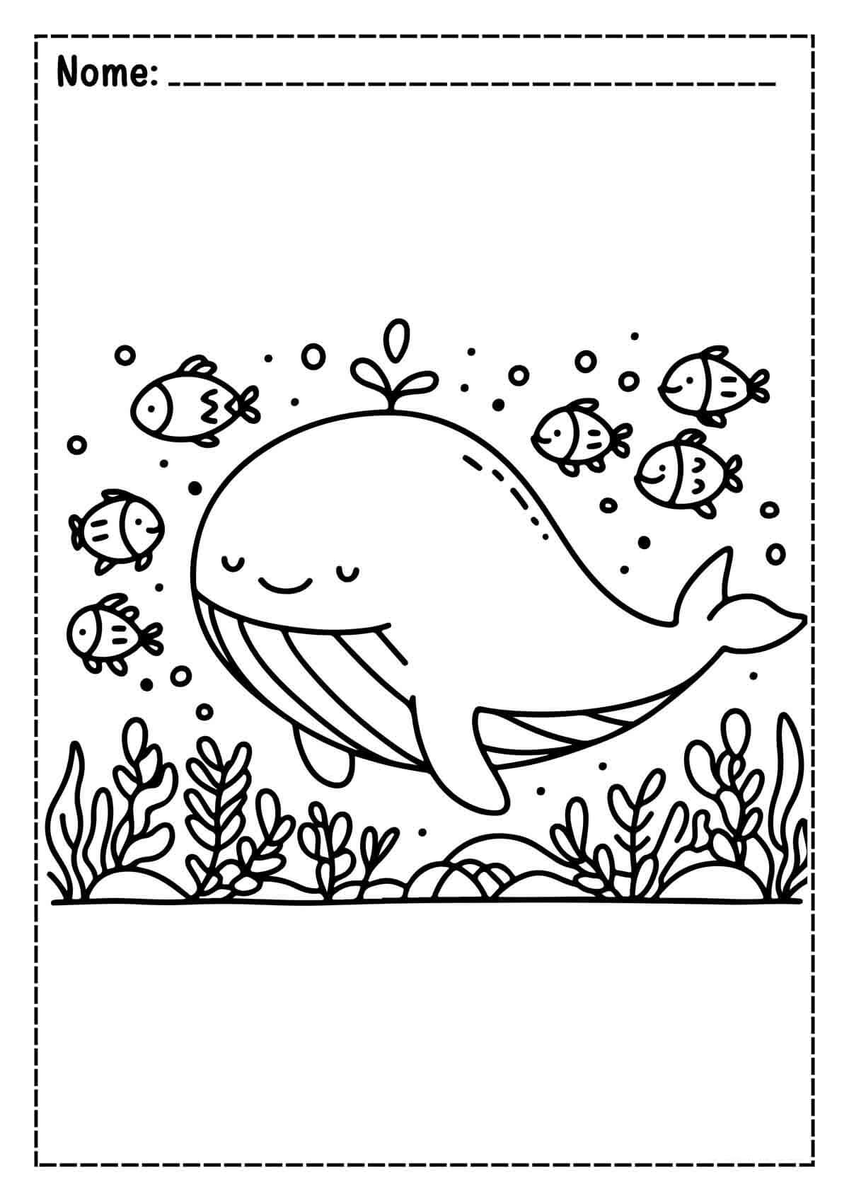 Desenho de Baleias para imprimir