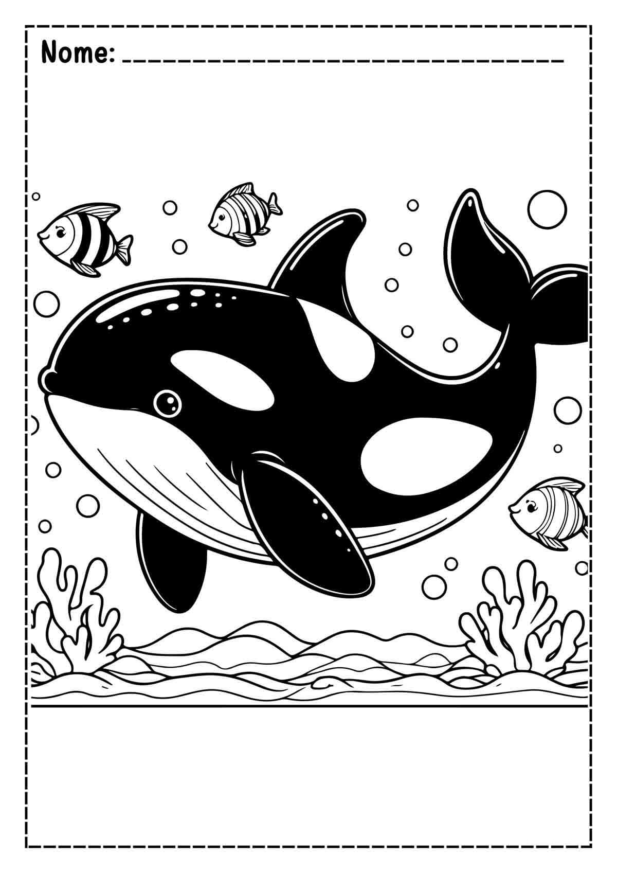 Desenho de Baleias para imprimir