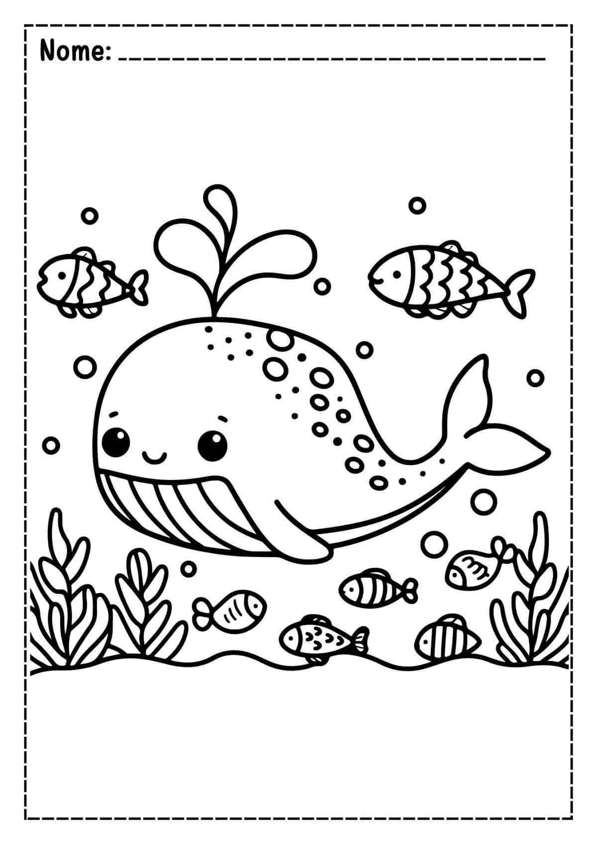 Desenho de Baleias para imprimir