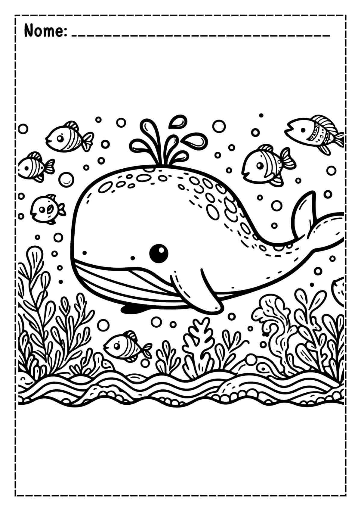Desenho de Baleias para imprimir