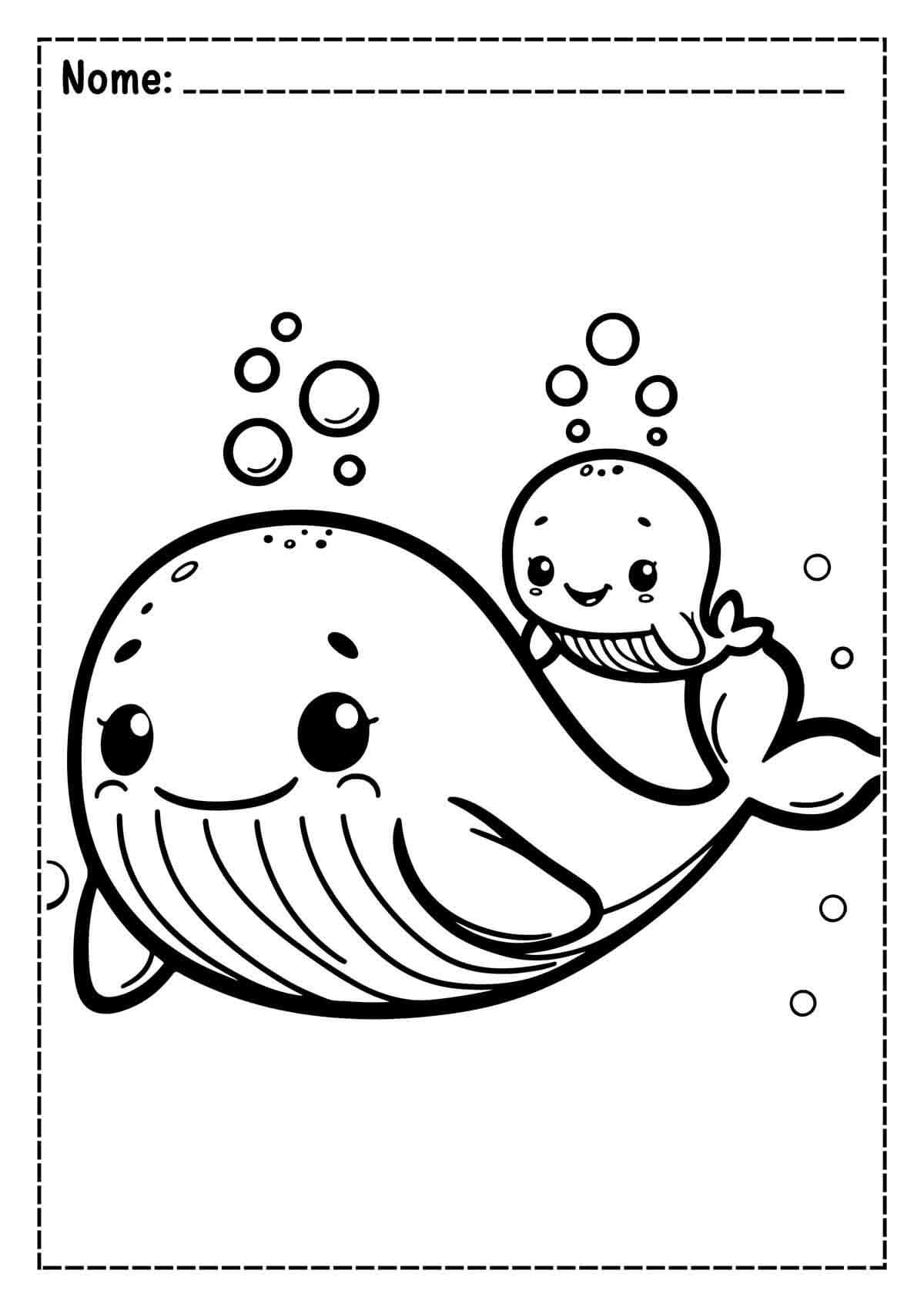 Desenho de Baleias para imprimir