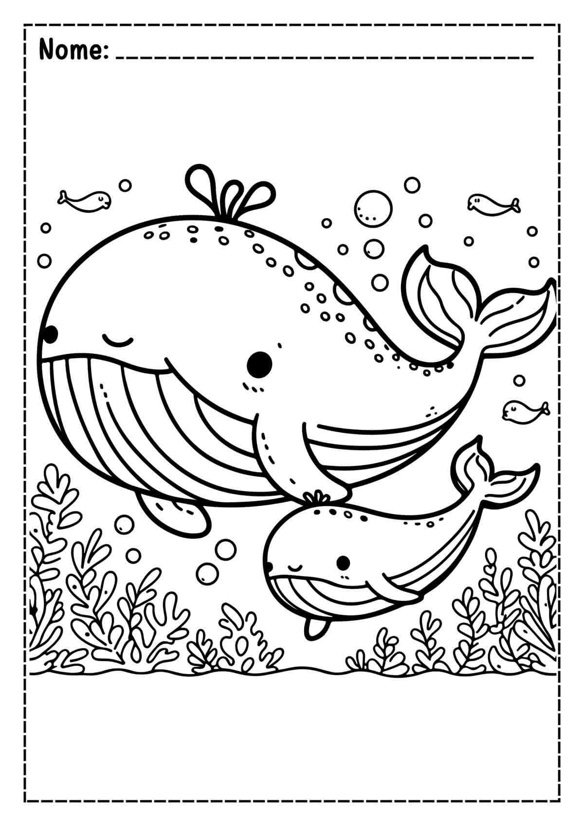 Desenho de Baleias para imprimir