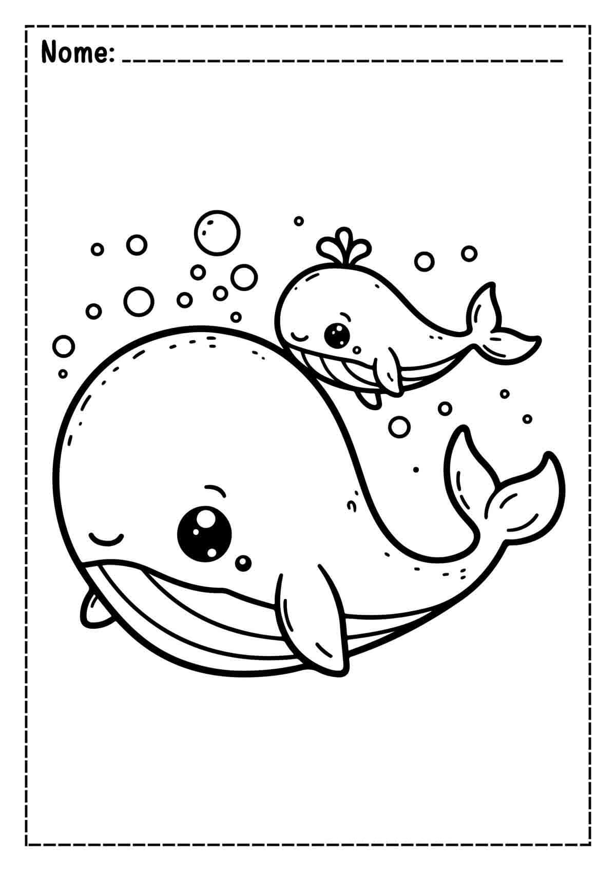 Desenho de Baleias para imprimir