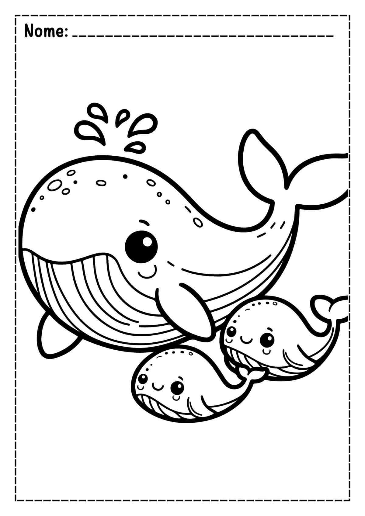 Desenho de Baleias para imprimir