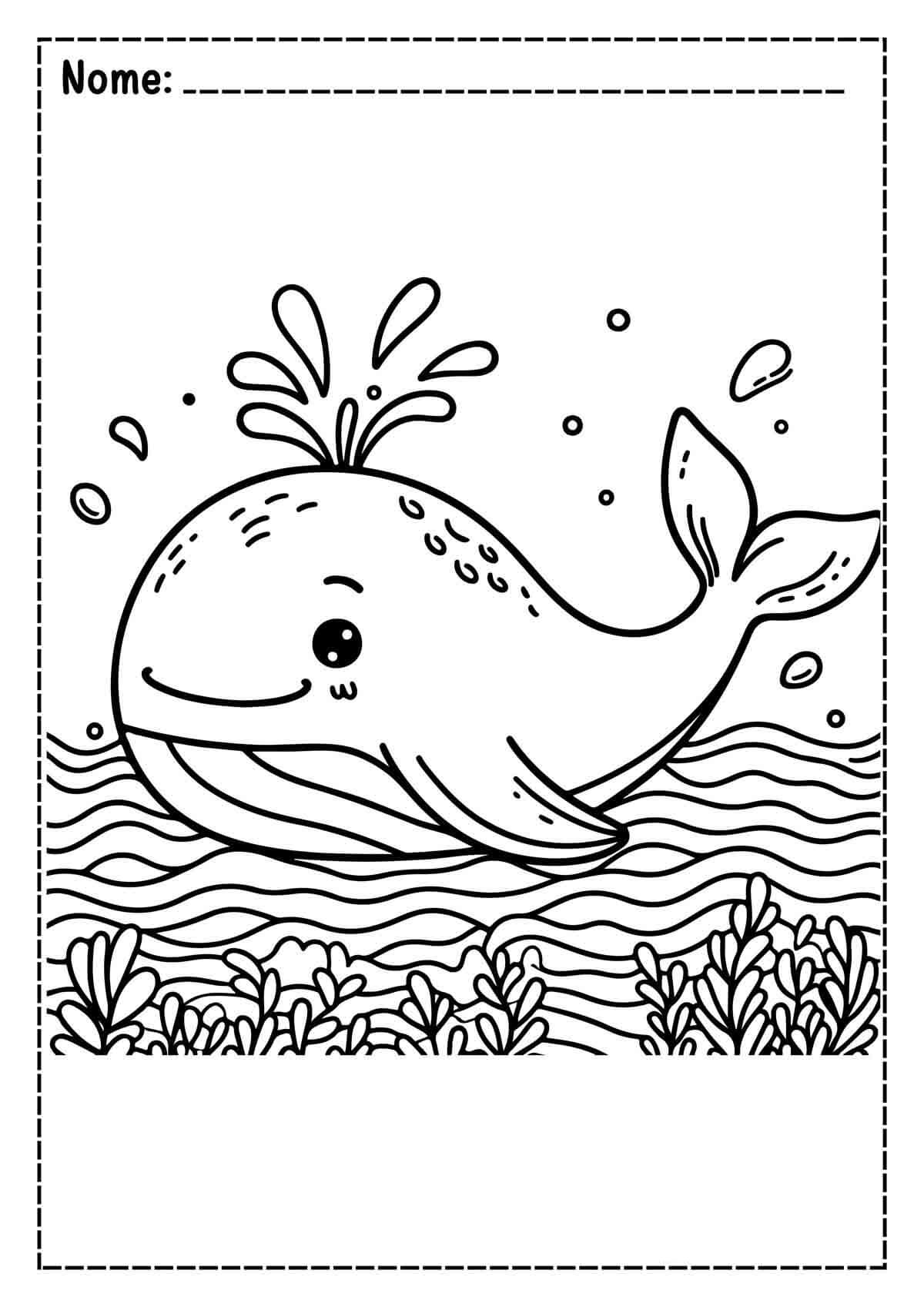 Desenho de Baleias para imprimir