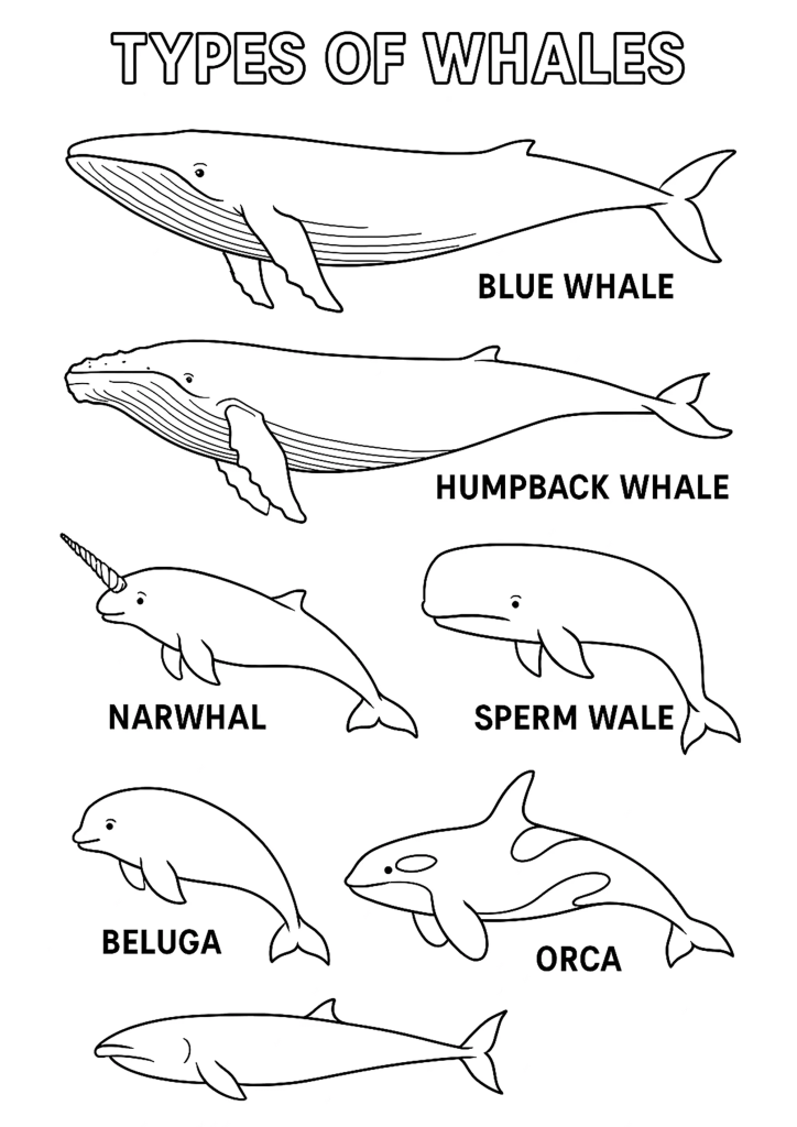 Desenho de Baleias para imprimir