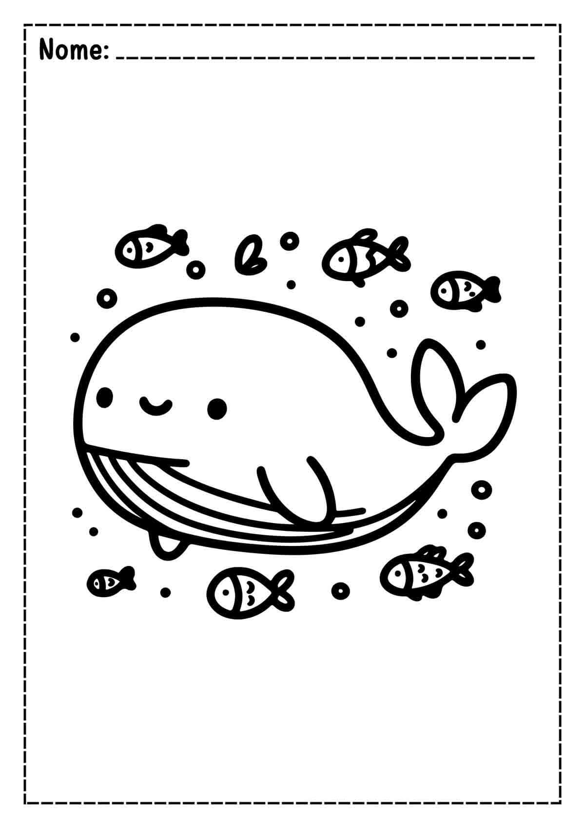 Desenho de Baleias para imprimir