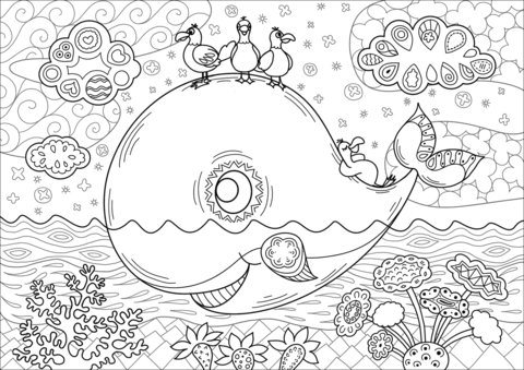 Desenho de Baleias para imprimir