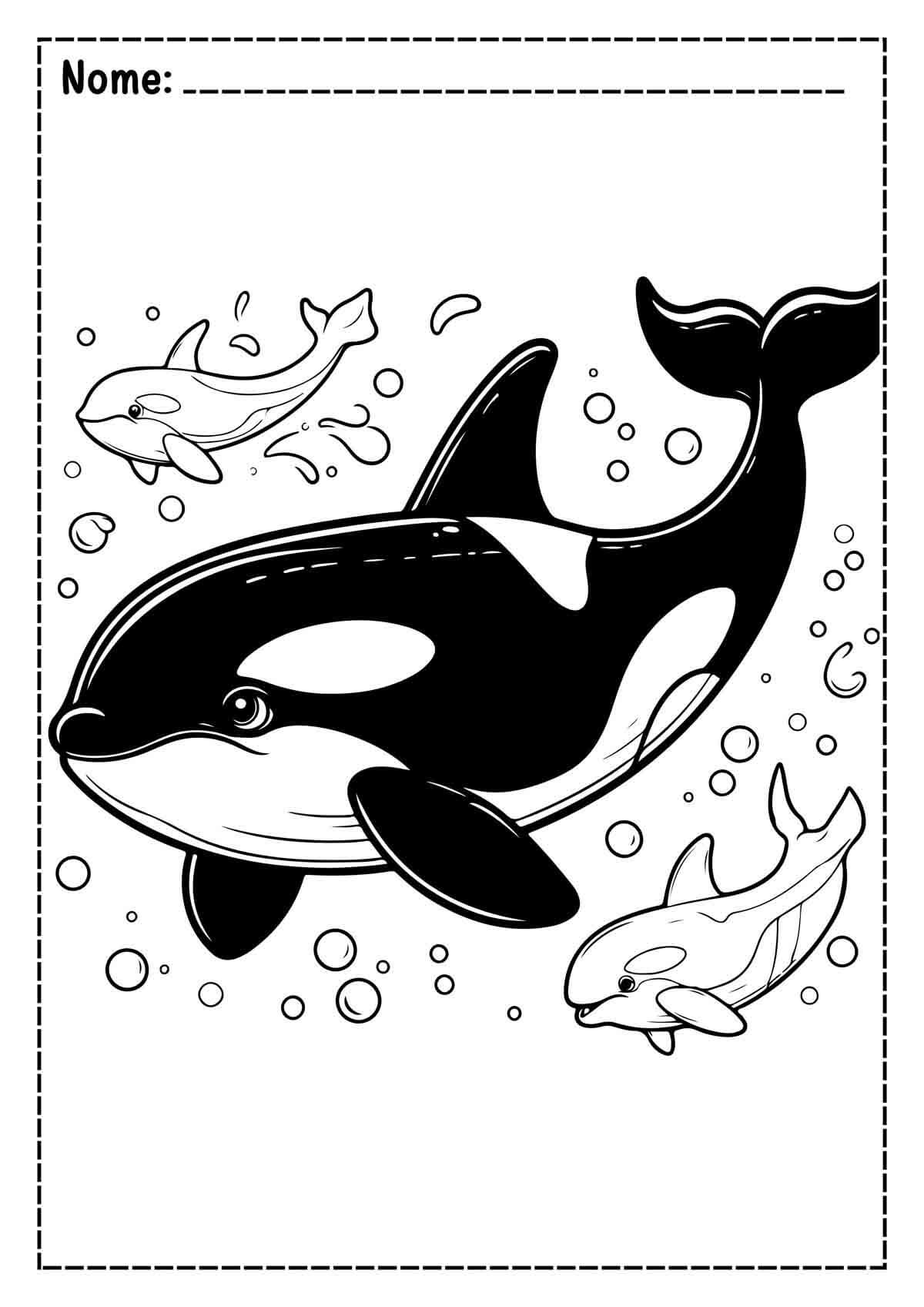 Desenho de Baleias para imprimir