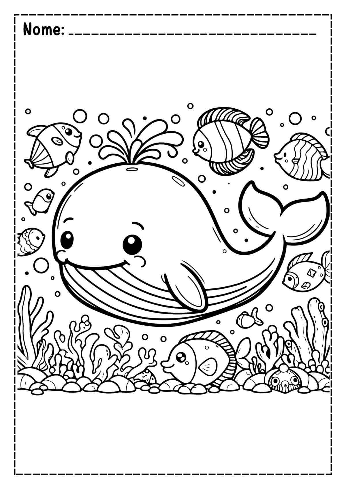Desenho de Baleias para imprimir