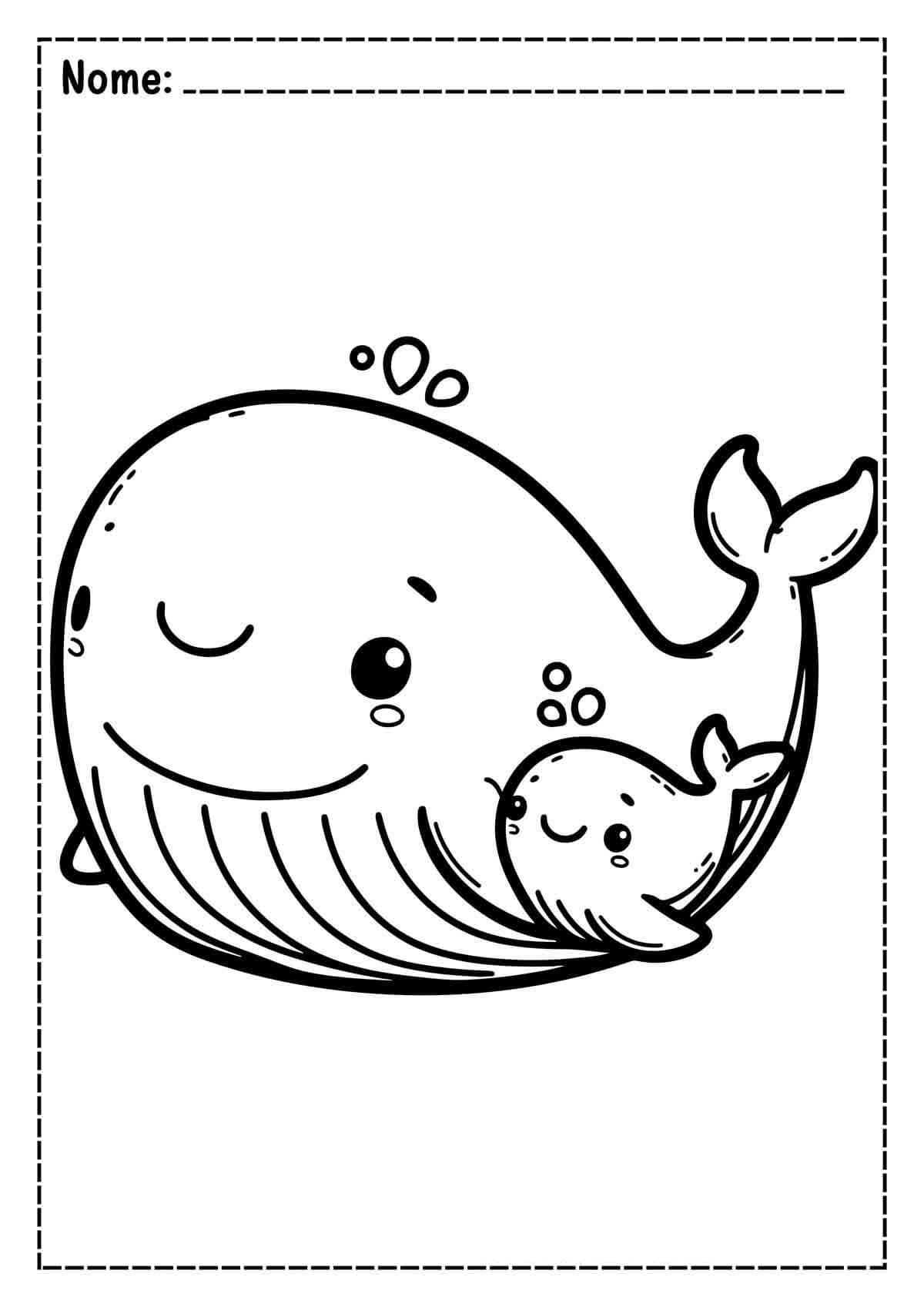 Desenho de Baleias para imprimir