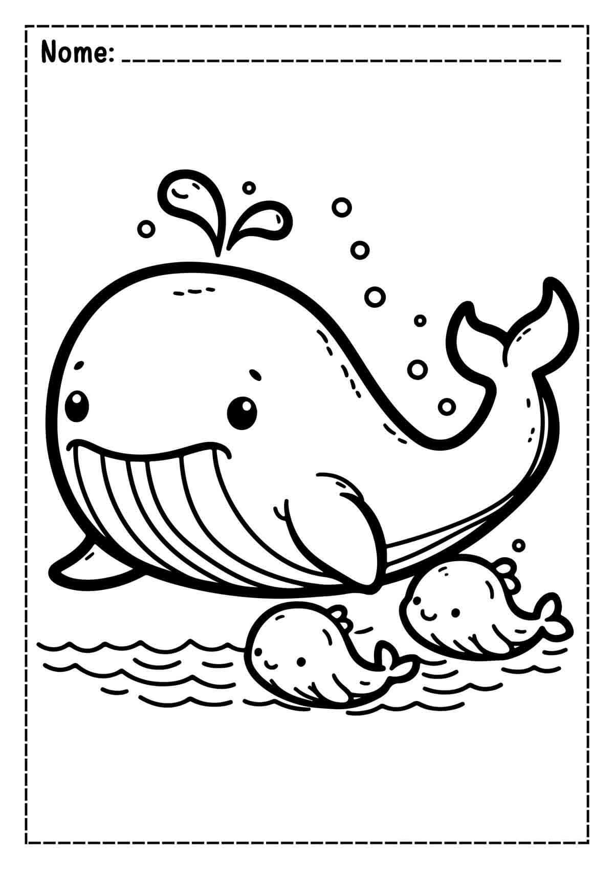 Desenho de Baleias para imprimir