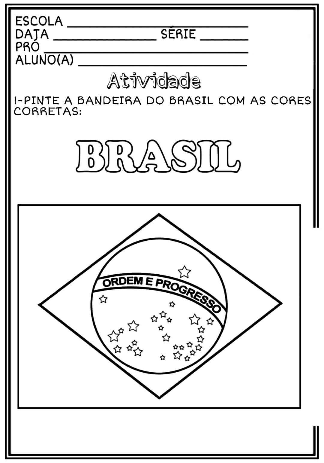 Desenho de Bandeira do Brasil para imprimir