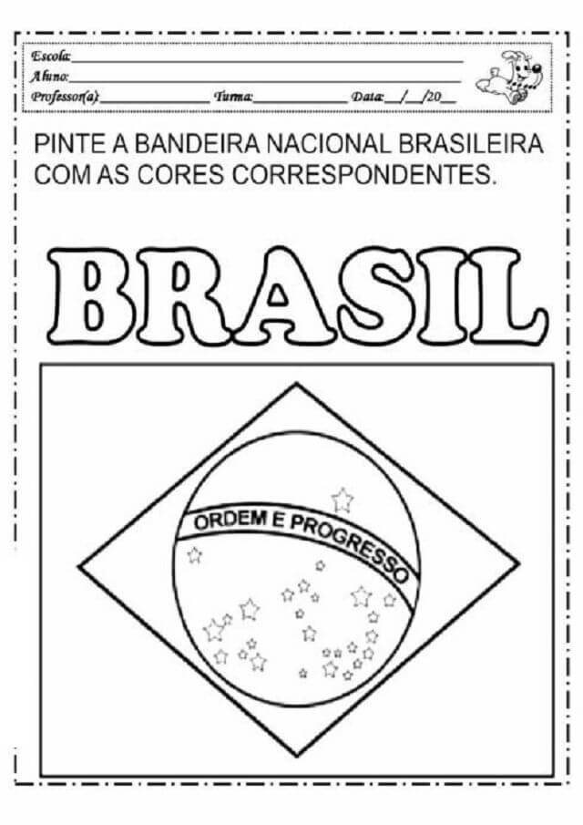 Desenho de Bandeira do Brasil para imprimir