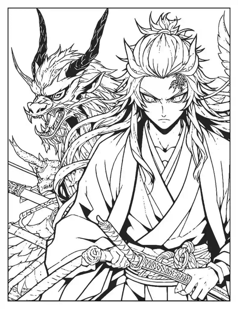 Desenho de Demon Slayer para imprimir