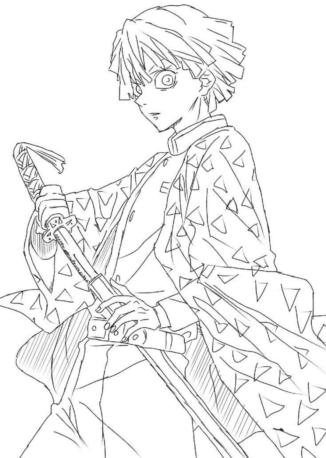 Desenho de Demon Slayer para imprimir