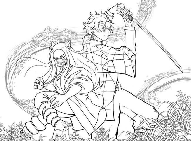 Desenho de Demon Slayer para imprimir