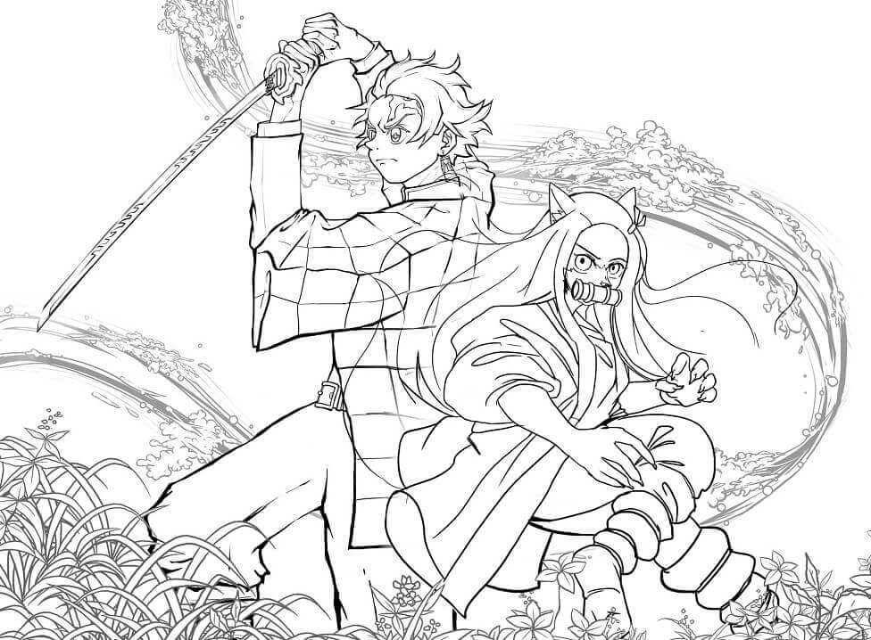 Desenho de Demon Slayer para imprimir