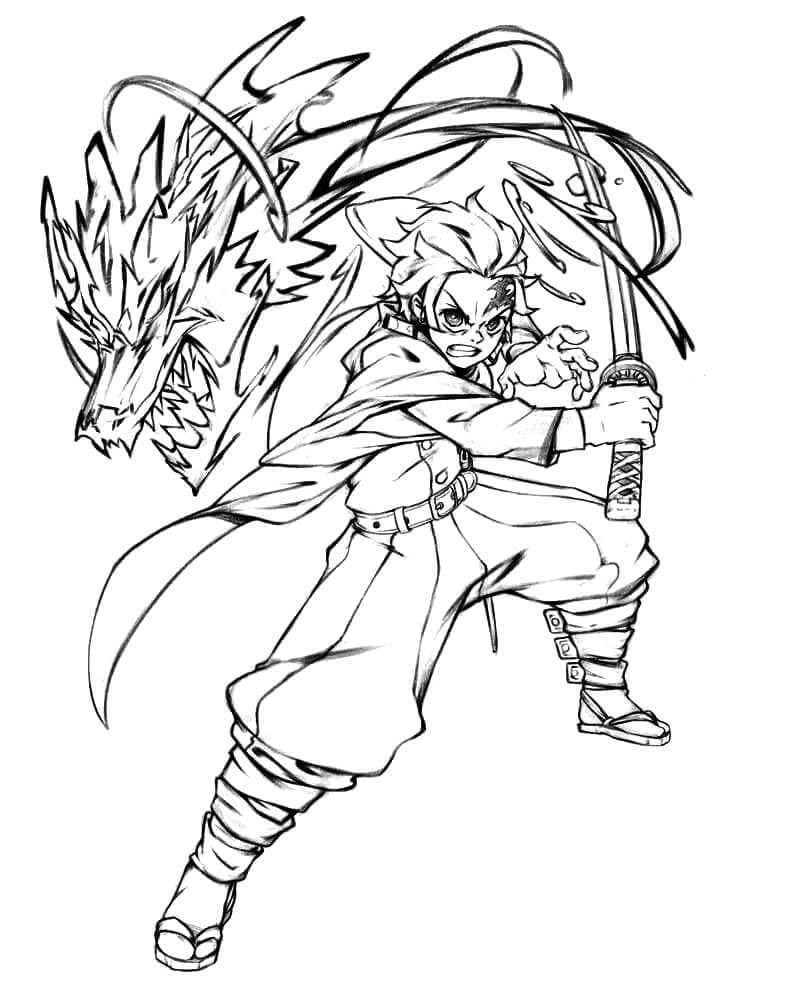 Desenho de Demon Slayer para imprimir