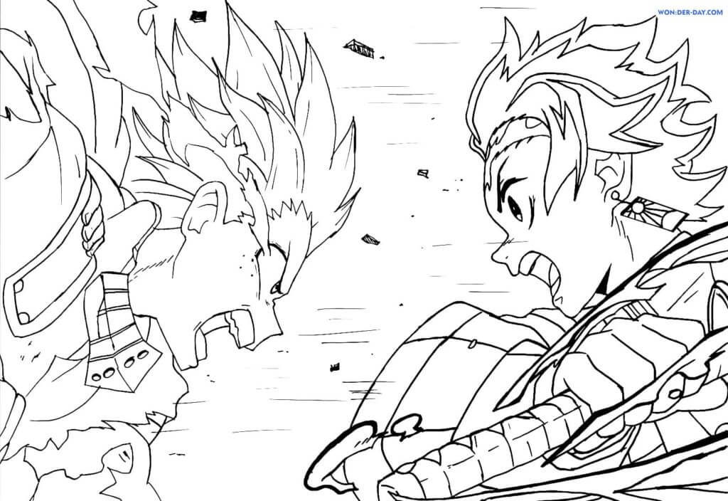 Desenho de Demon Slayer para imprimir