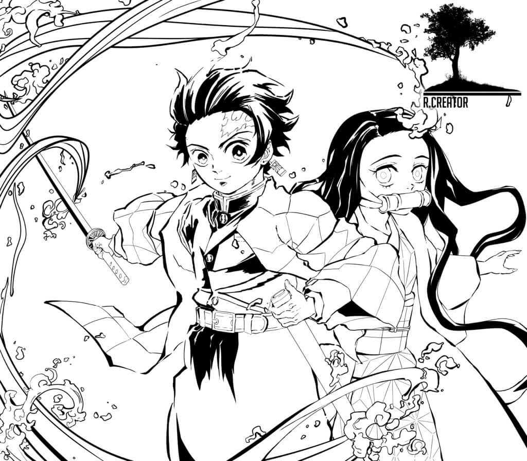 Desenho de Demon Slayer para imprimir