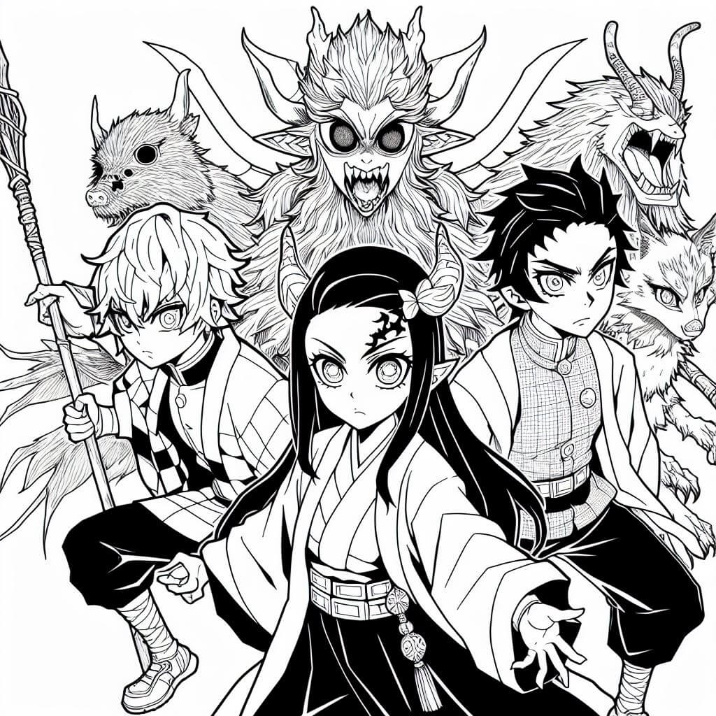 Desenho de Demon Slayer para imprimir