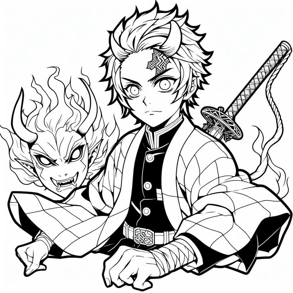 Desenho de Demon Slayer para imprimir