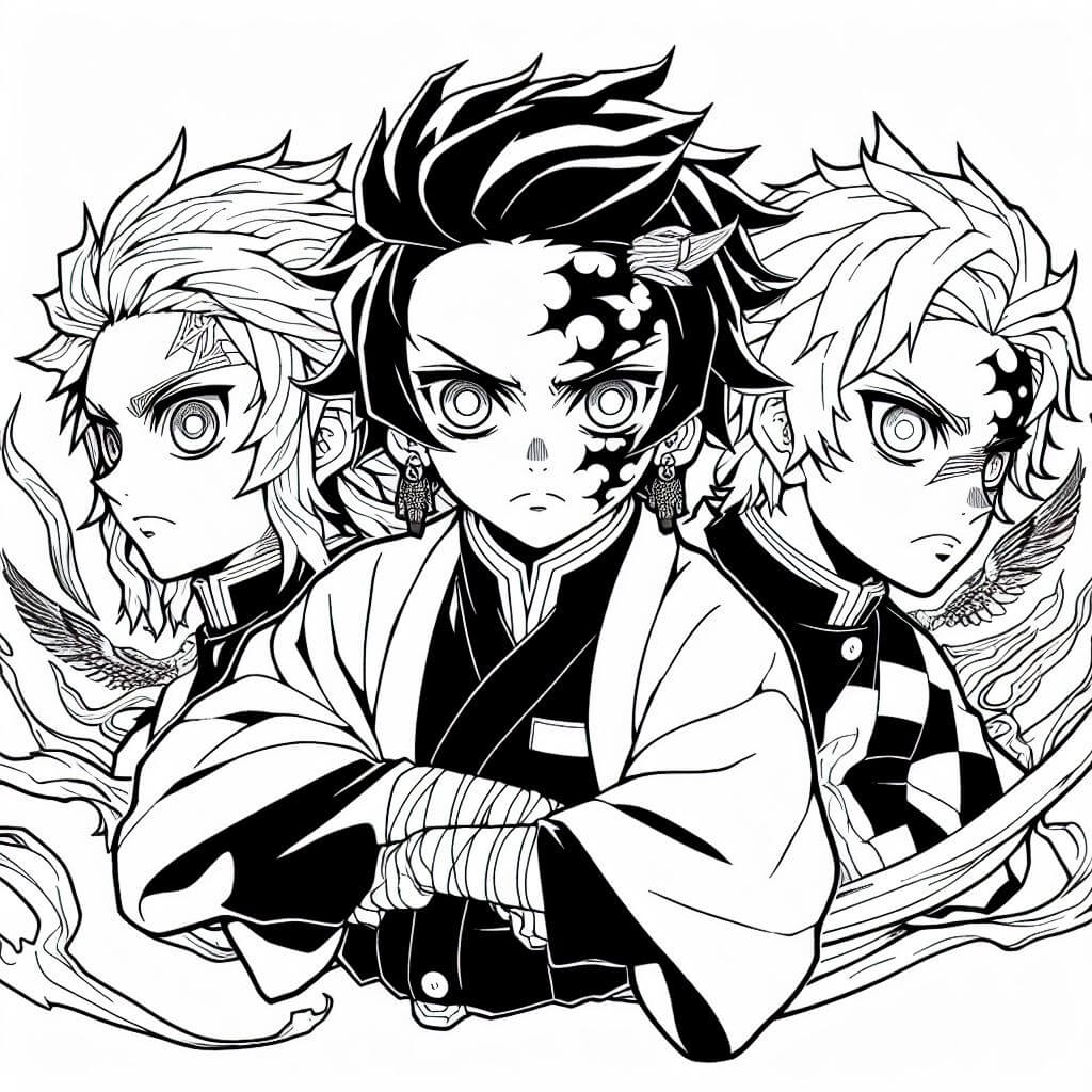 Desenho de Demon Slayer para imprimir