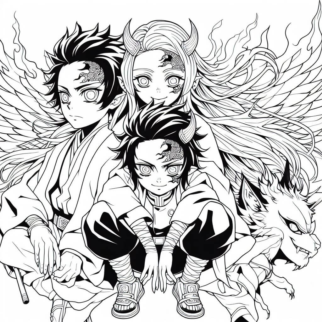 Desenho de Demon Slayer para imprimir