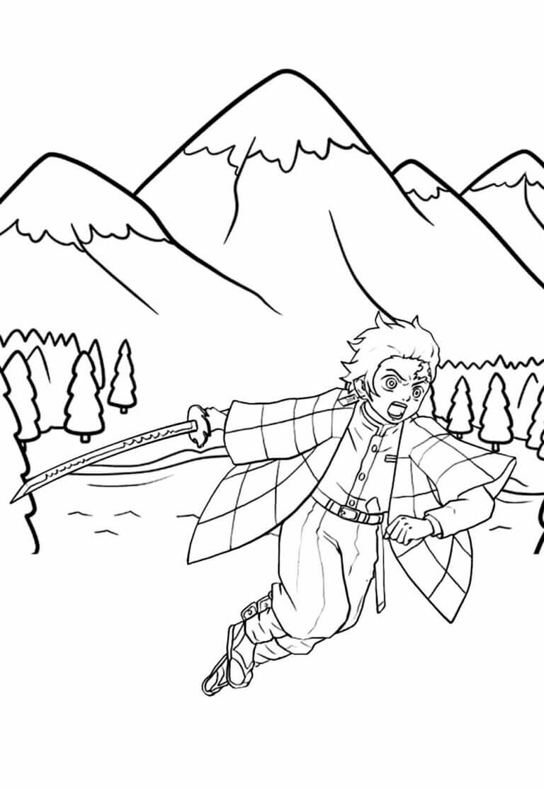 Desenho de Demon Slayer para imprimir