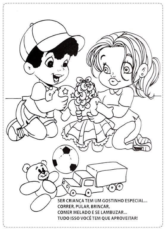 Desenho de Dia das Crianças para imprimir