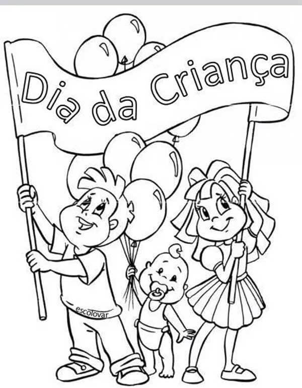 Desenho de Dia das Crianças para imprimir