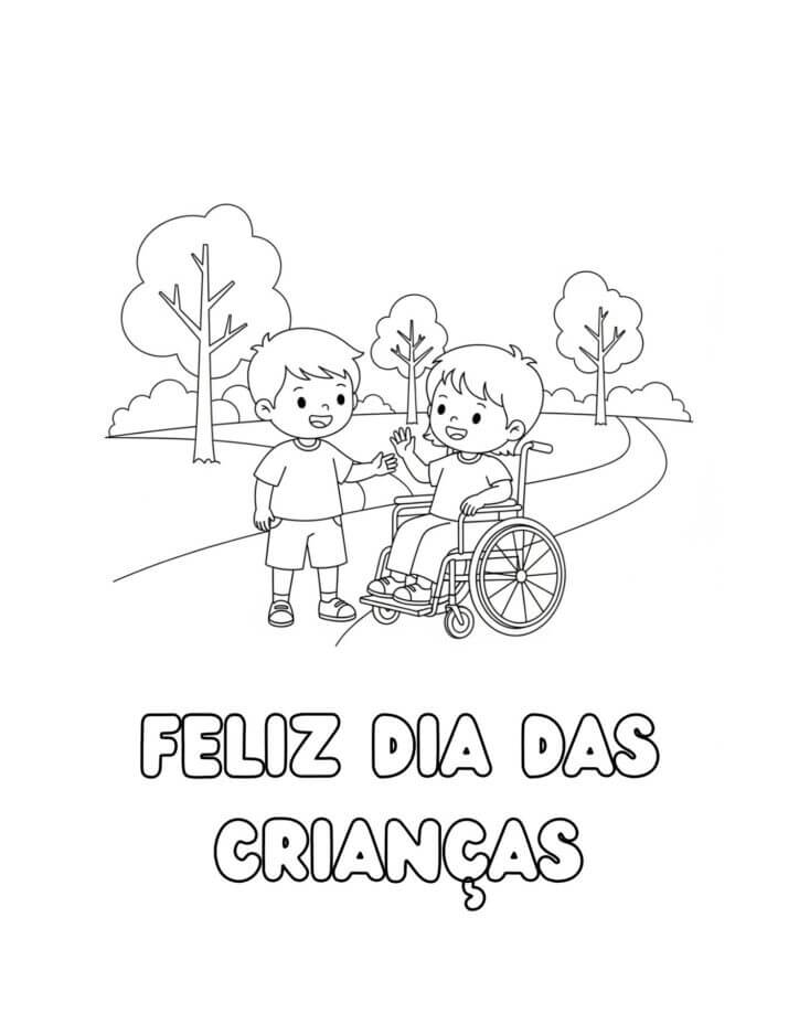 Desenho de Dia das Crianças para imprimir