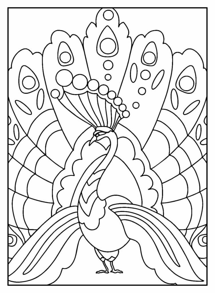 Desenho de Pavão para imprimir