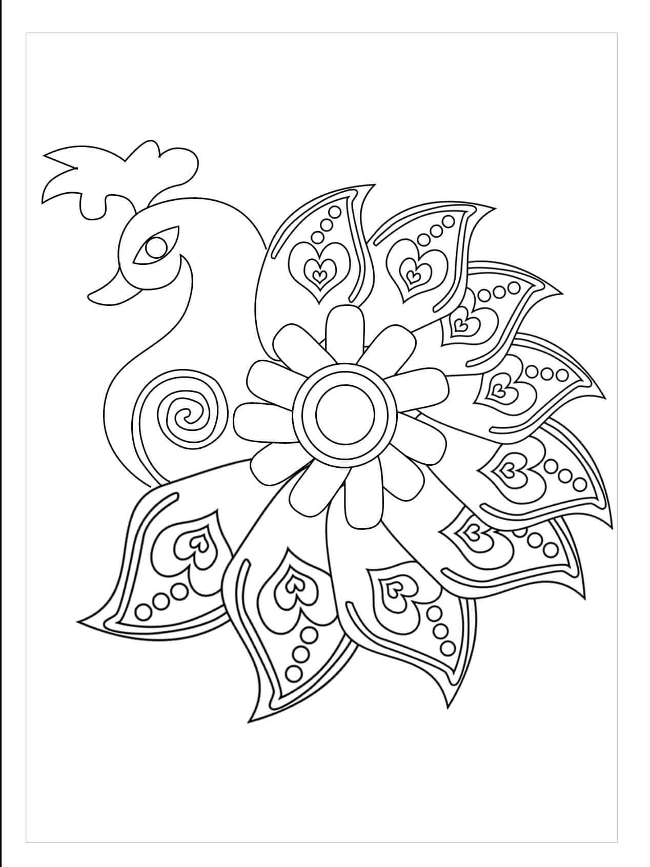 Desenho de Pavão para imprimir